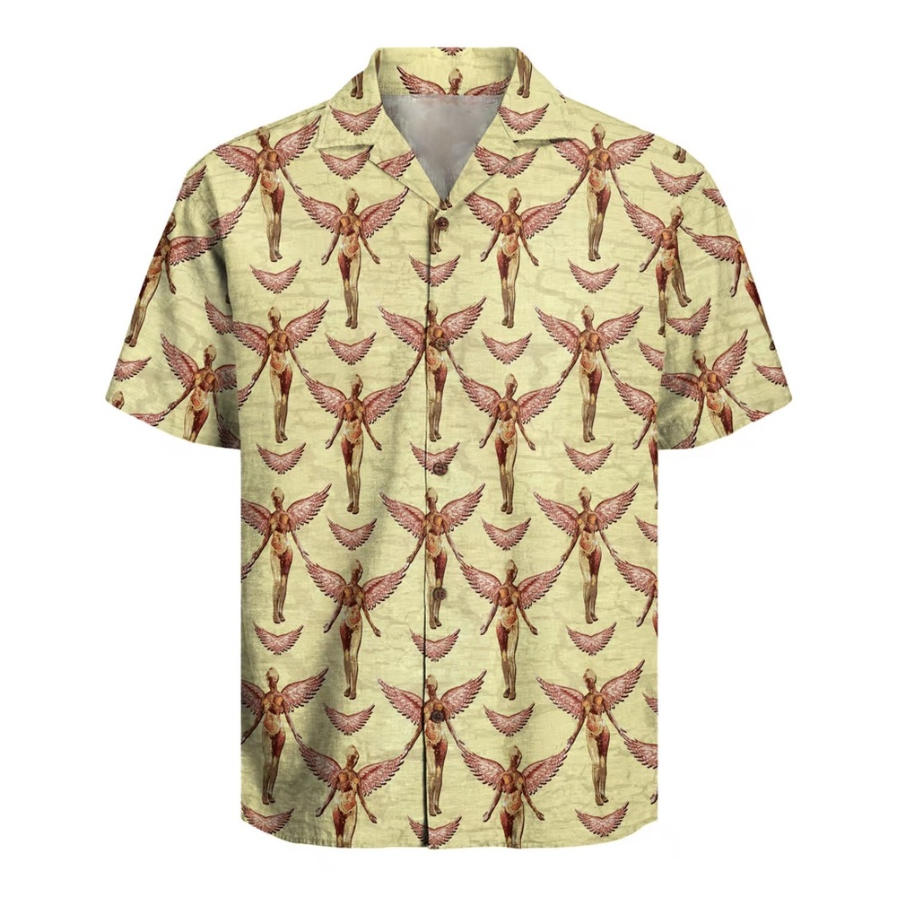 Nirvana in utero album inspired Hawaiian shirt- Beige